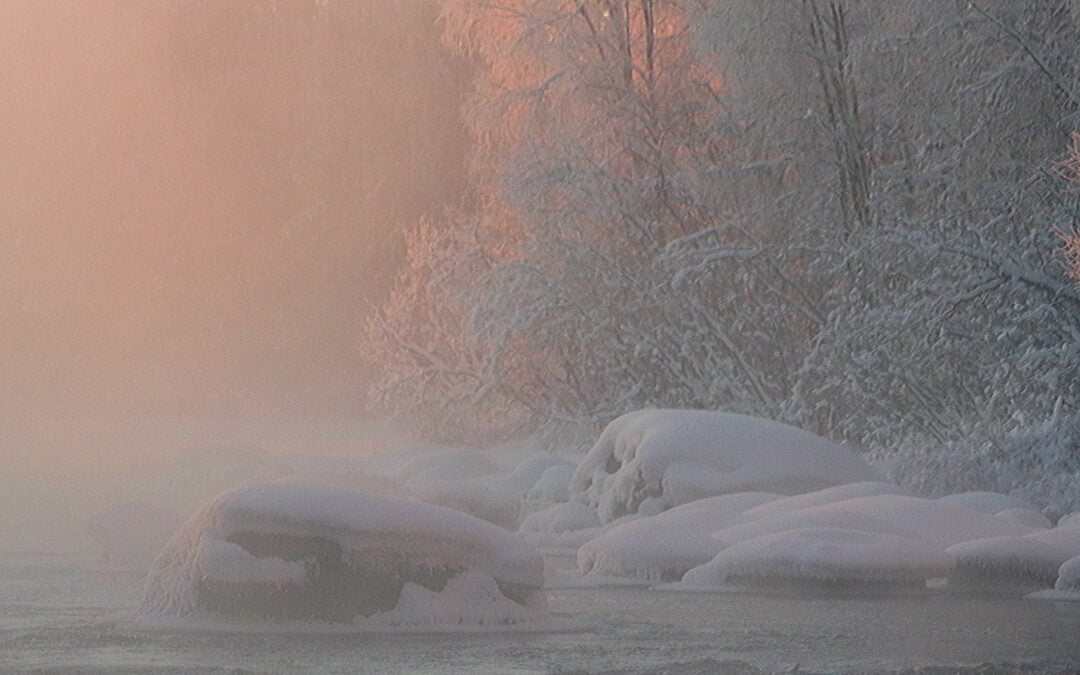 Vuoden ensimmäinen aamu Huopanankoskella